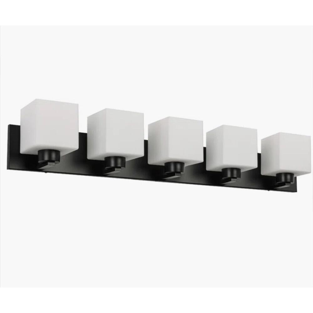 Design House Dove Creek 5 Light 40 in Vanity Light Matte Black Glam Modern
